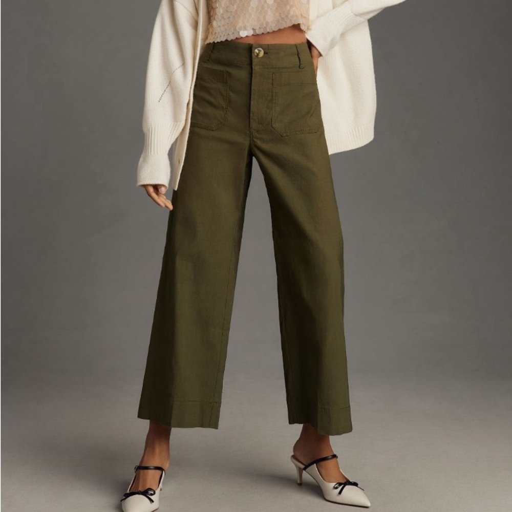 Maeve Olive Wide Leg Pants